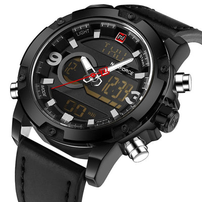 Brand Men Analog Digital Leather Sports Watches - cyberwatchs.com