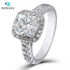 DovEggs Center 2 Carat ctGH Color 7.5mm Cushion Cut Moissanite Engagement Rings For Women Halo Style Quality Sterling Silver - cyberwatchs.com