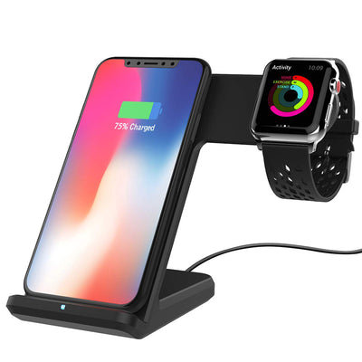 wireless charger For iPhone Xs Max Xiaomi Samsung 2 in 1 Fast Wireless Charger Charging Stand Dock For Apple Watch iWatch - cyberwatchs.com