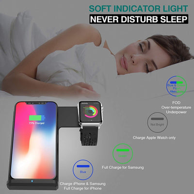 wireless charger For iPhone Xs Max Xiaomi Samsung 2 in 1 Fast Wireless Charger Charging Stand Dock For Apple Watch iWatch - cyberwatchs.com