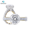 DovEggs Platinum Plated Silver and 14k Yellow Gold 2ct Center 8mm GH Color Cut Moissanite Engagement Ring for Women with Accents - cyberwatchs.com
