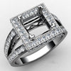 14k White Gold 0.65Ct Princess Semi Mount Diamond Engagement Halo Pave Set Ring 14k White Gold - cyberwatchs.com