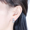 DovEggs Platinum Plated Silver Sterling 925 6MM Cushion Cut H Color Moissanite and Blue Opal Stud Earrings for Women Wedding - cyberwatchs.com