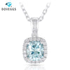 DovEggs 1.65CTW 6X7mm Cushion Cut Slight Blue Moissanite Halo Pendant Necklace with Accents Platinum Plated Silver for Women - cyberwatchs.com