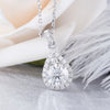 DovEggs Platinum Plated Silver 1.25CTW 6.5mm H color Moissanite Halo Pendant Water Drop Shaped Necklaces with Accents for Women - cyberwatchs.com