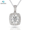 DovEggs Platinum Plated Silver Necklace 2.18CTW 7X8mm H Nearly Colorless Cushion Cut Moissanite Halo Pendant Necklace for Women - cyberwatchs.com